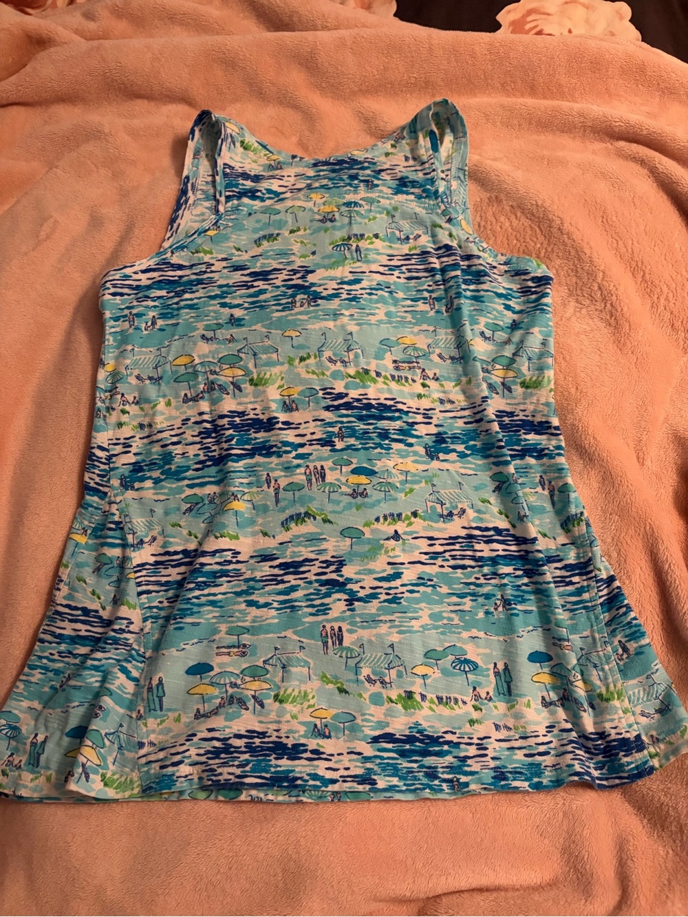 Lilly Pulitzer Women’s Blue Beach-Print V-Neck Swim Tank - Picture 4 of 4